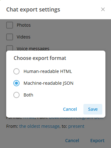 Выбор формата JSON